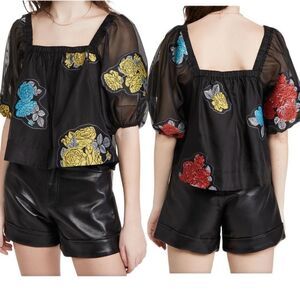 Ganni Patch Organza Blouse